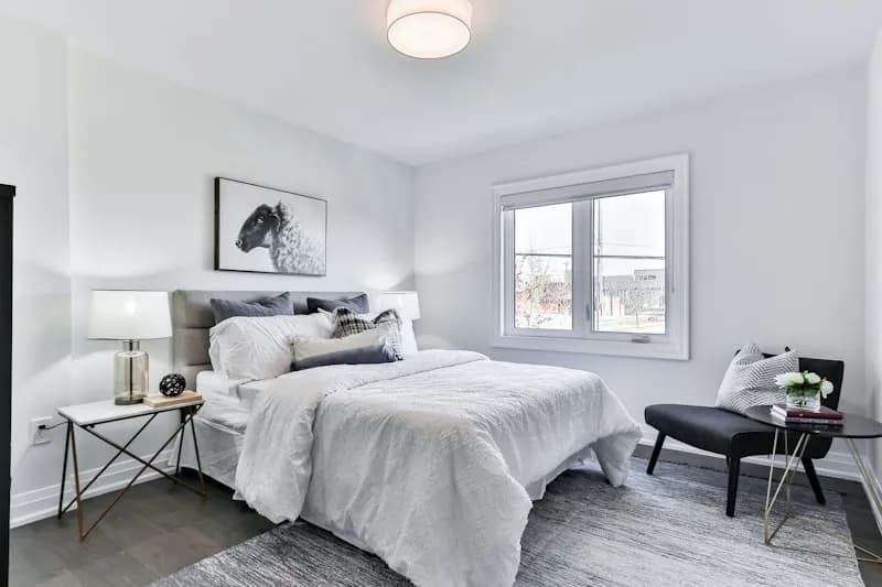Crisply staged bedroom suite